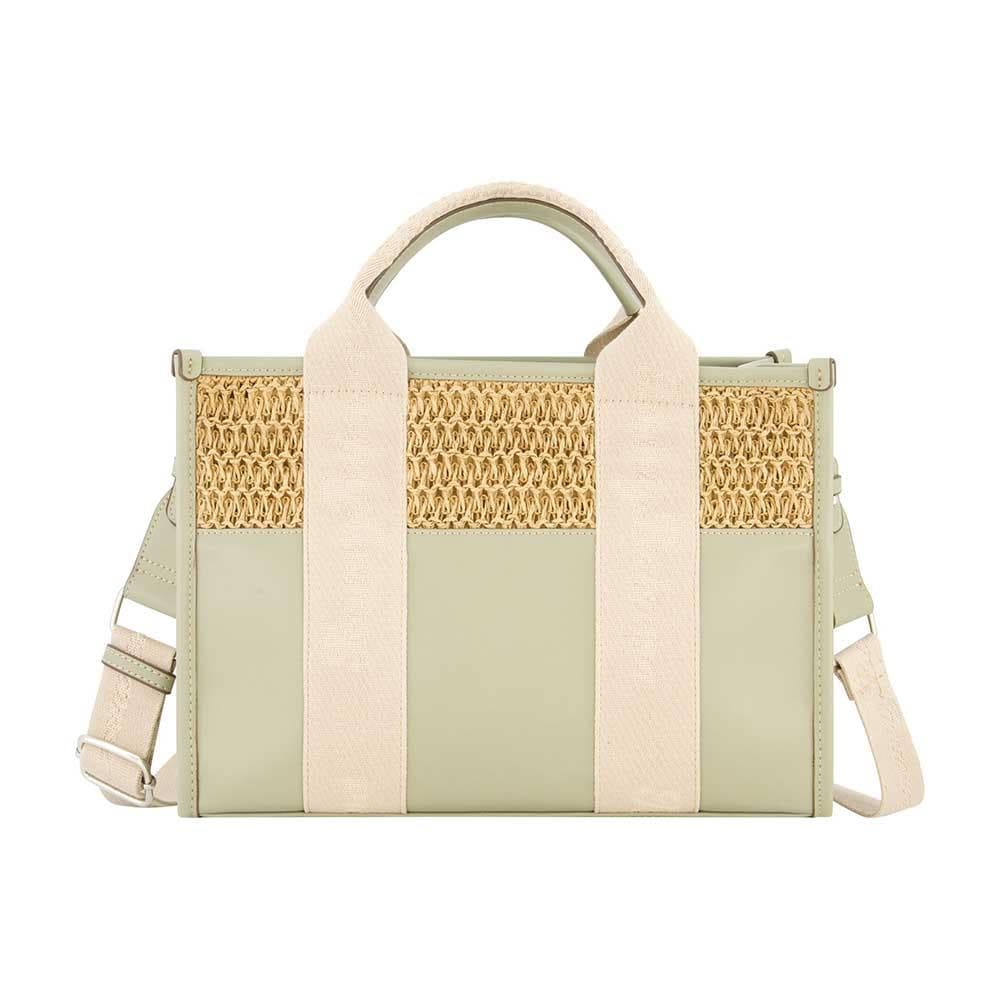 Raffia Logo Webbing Modern Tote