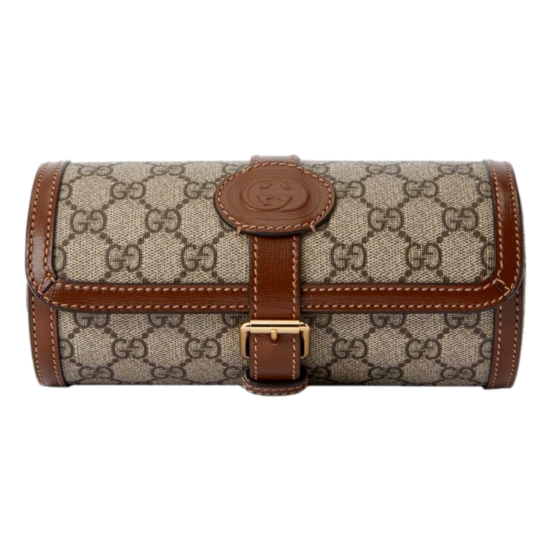 Gucci GG Supreme Canvas Leather Beige Brown Watch Case