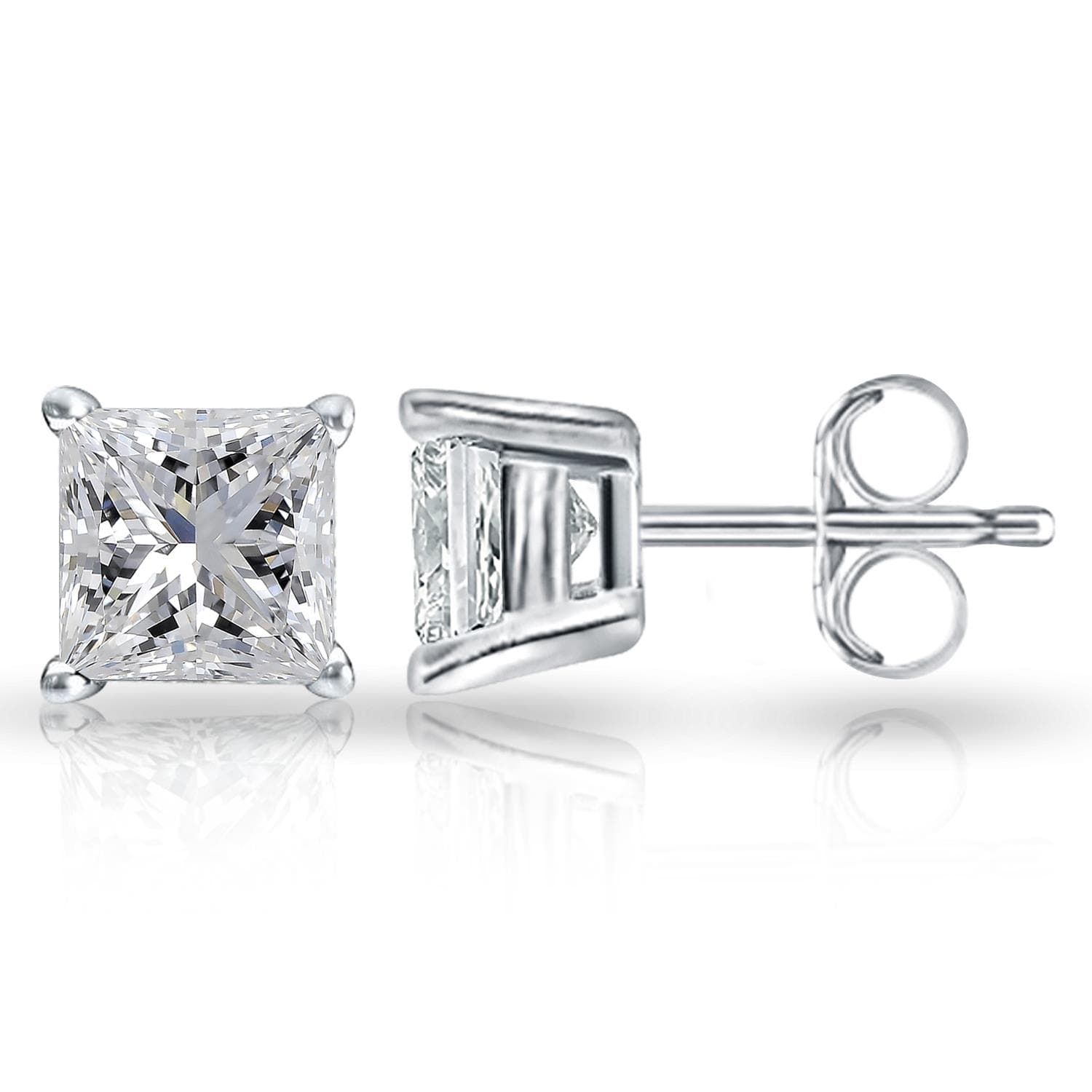 Princess cut Pushback Stud in 925 SS 0.06ct