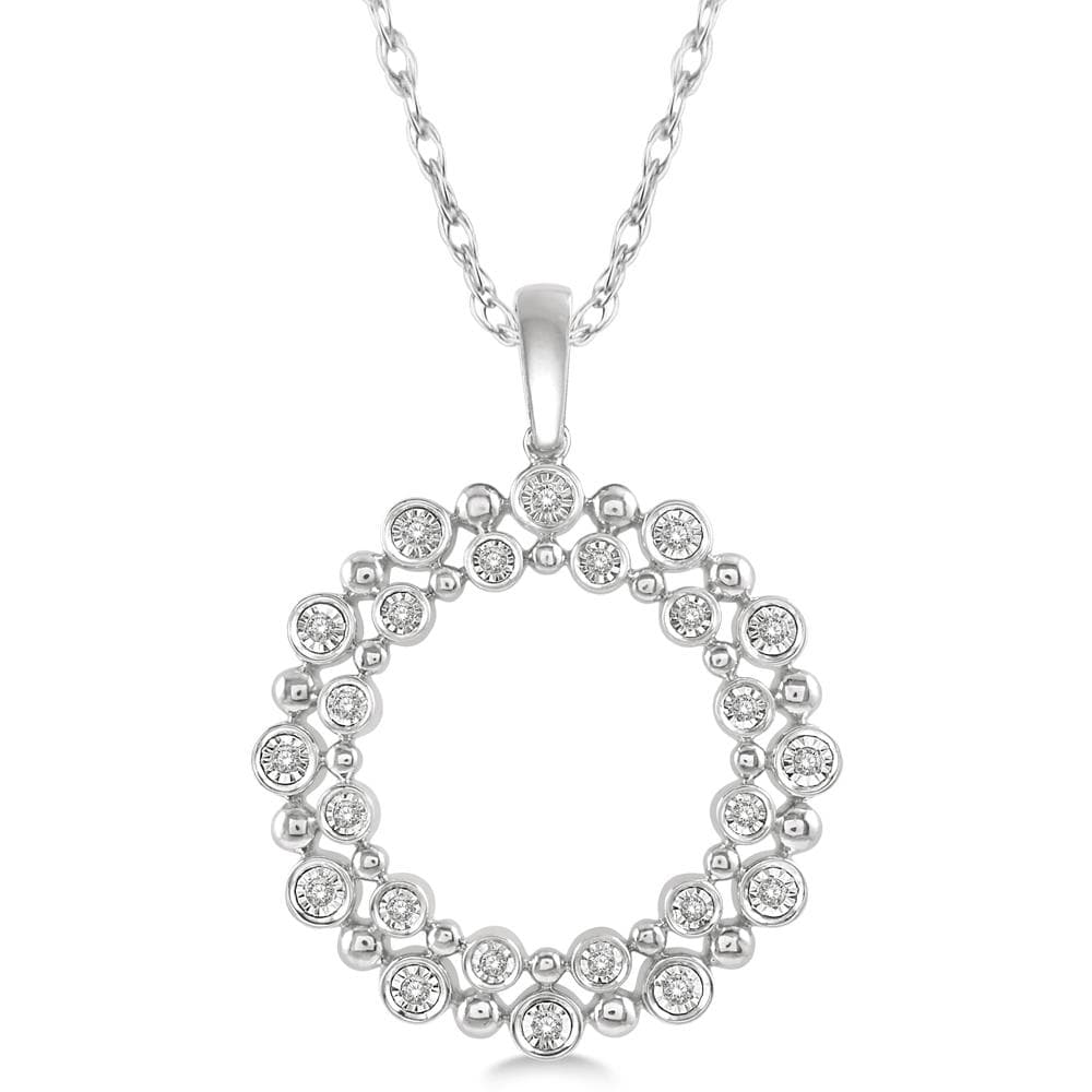 Twin Halo .15twt Diamond & White Gold Necklace