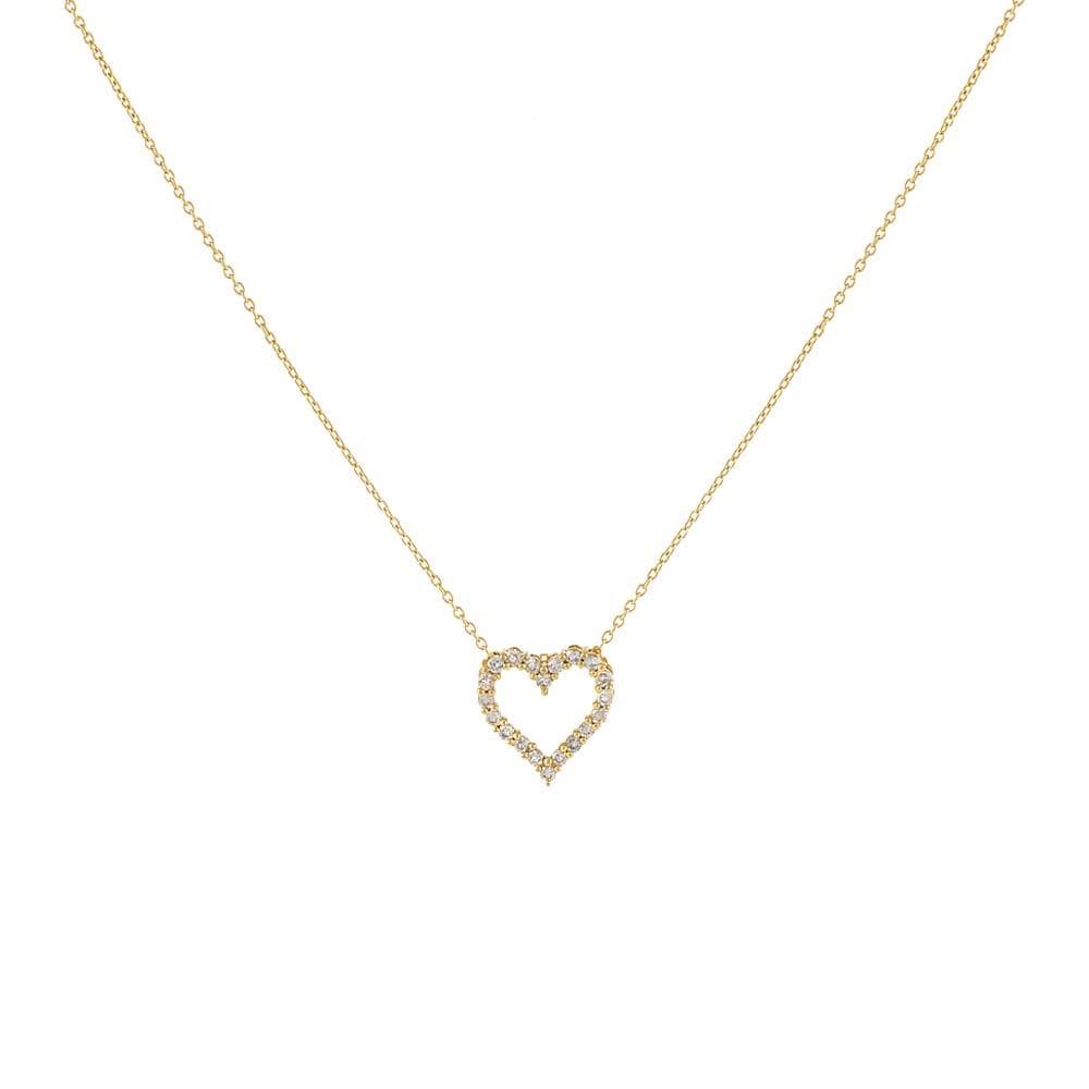 Classic Diamond Heart Necklace 14K Size 18"