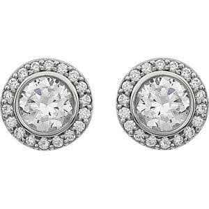 Petite CZ Halo Earrings