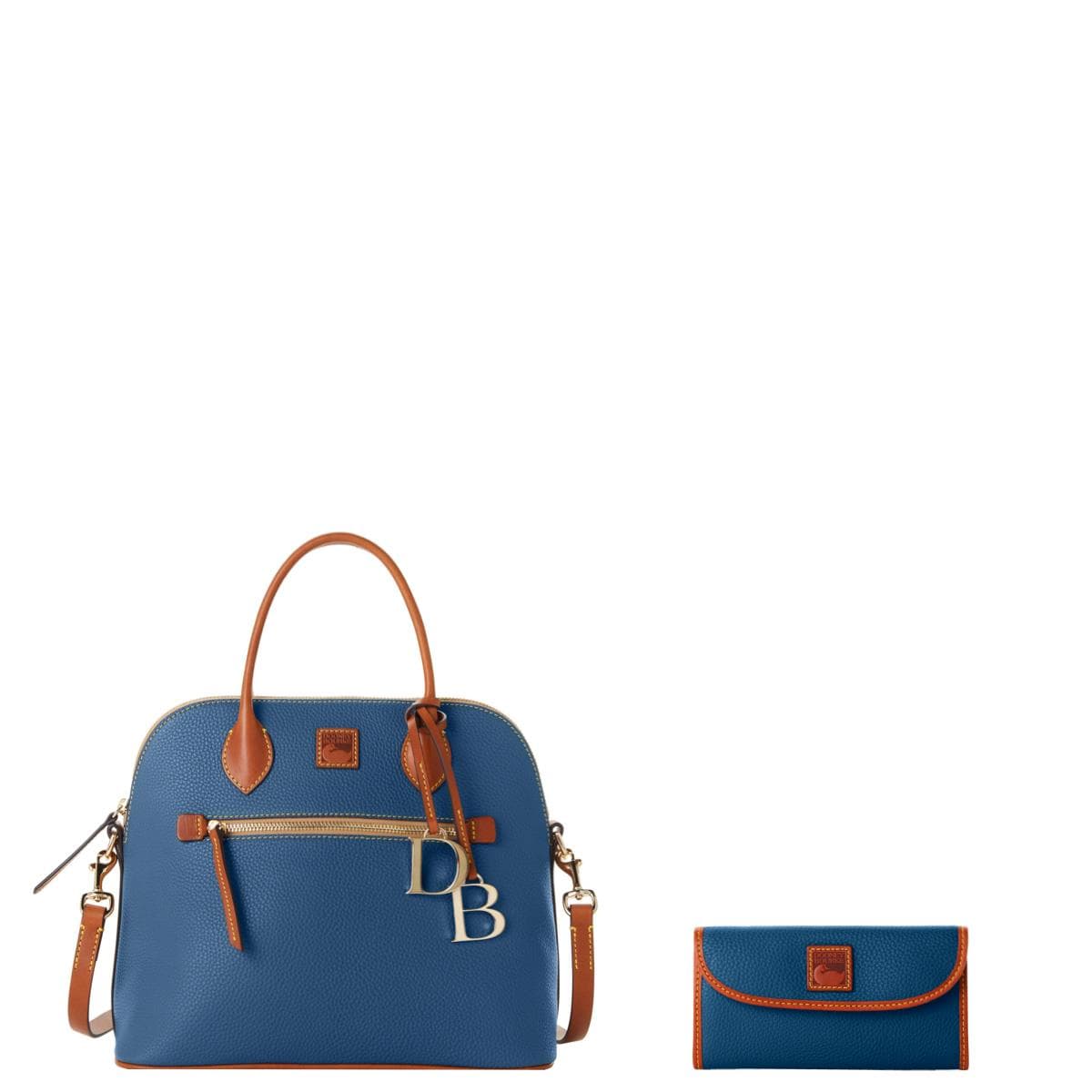Pebble Grain Large Domed Satchel and Continental Clutch Set