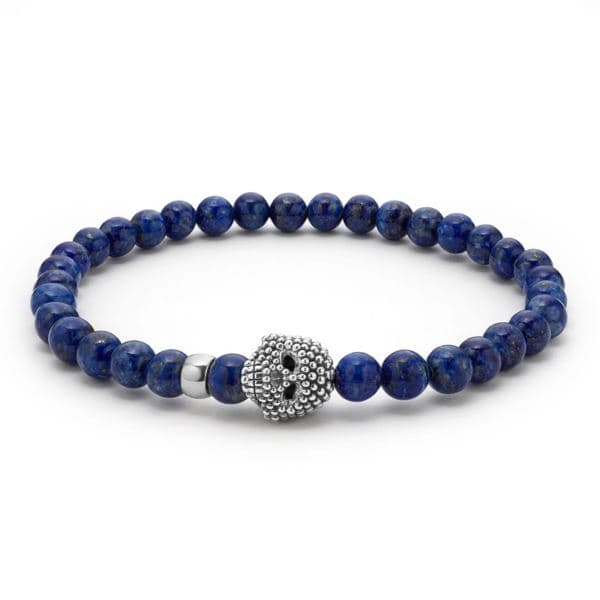 Unisex Lapis Skull Bracelet