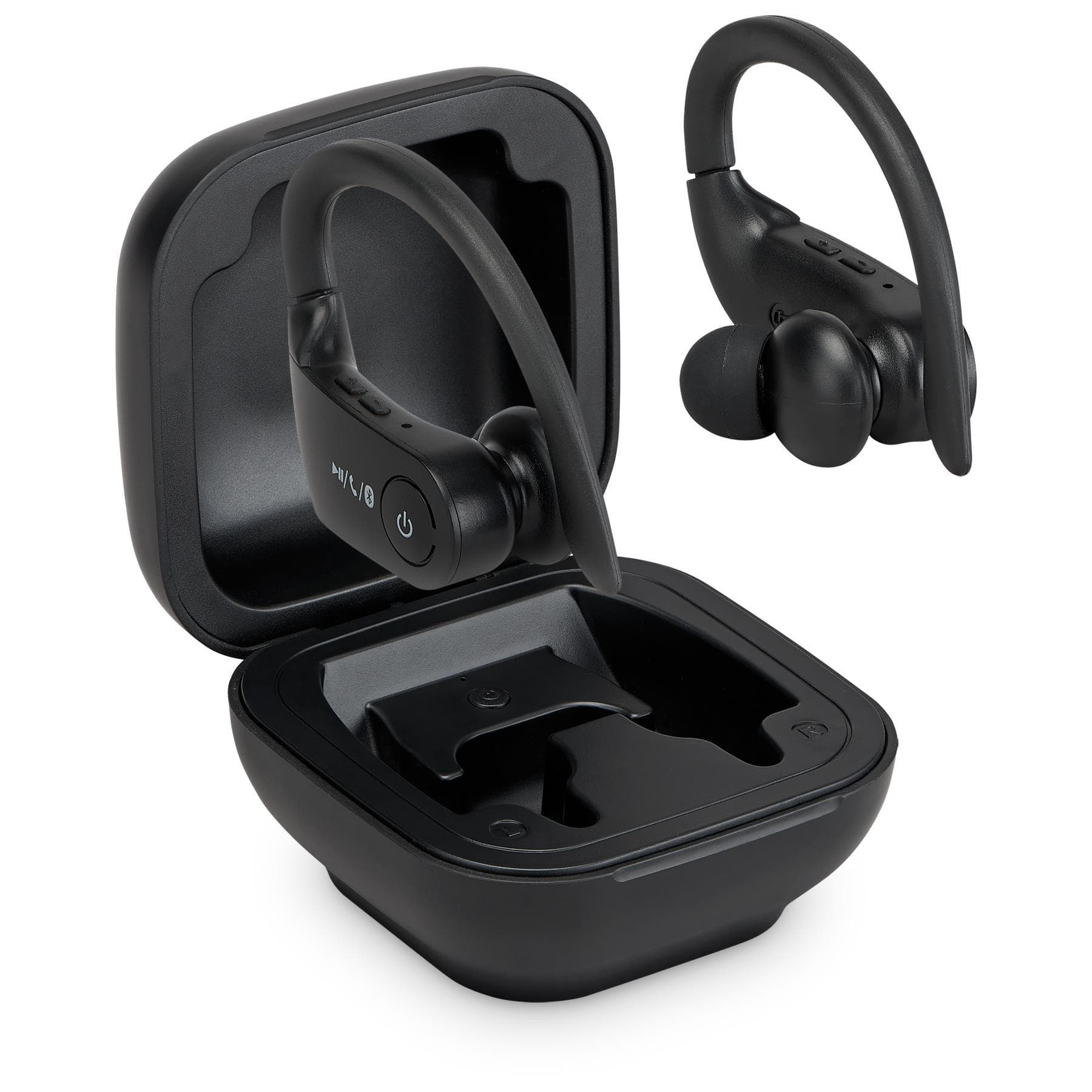 iLive Sweat Resistant True Wireless Sport Earbuds w/ Charging Case - Black