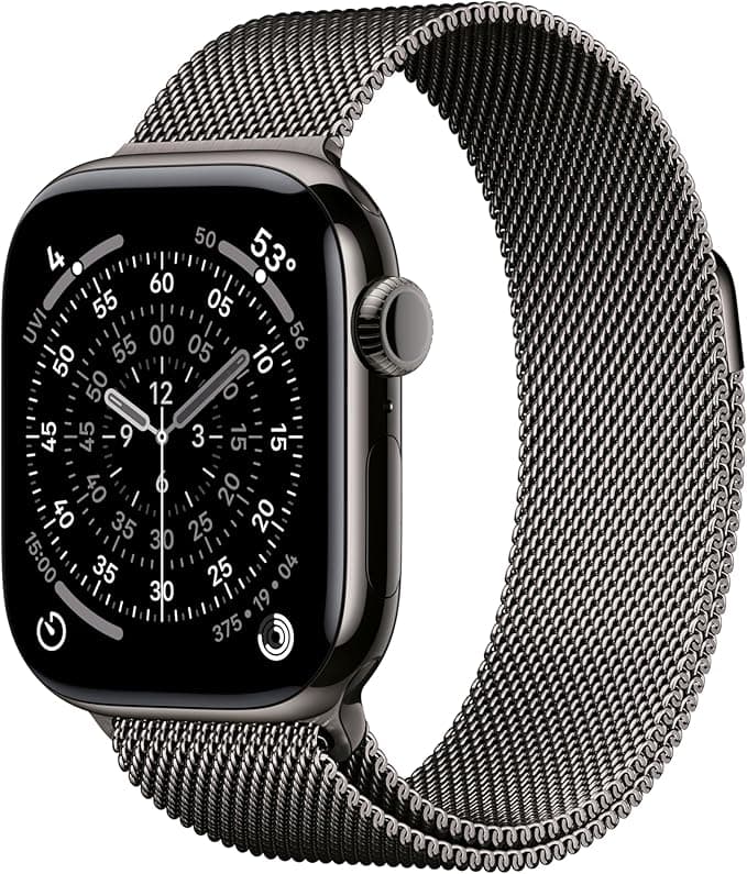 Apple Watch Series 11 GPS + Cellular 42mm Slate Titanium Case with Slate Milanese Loop