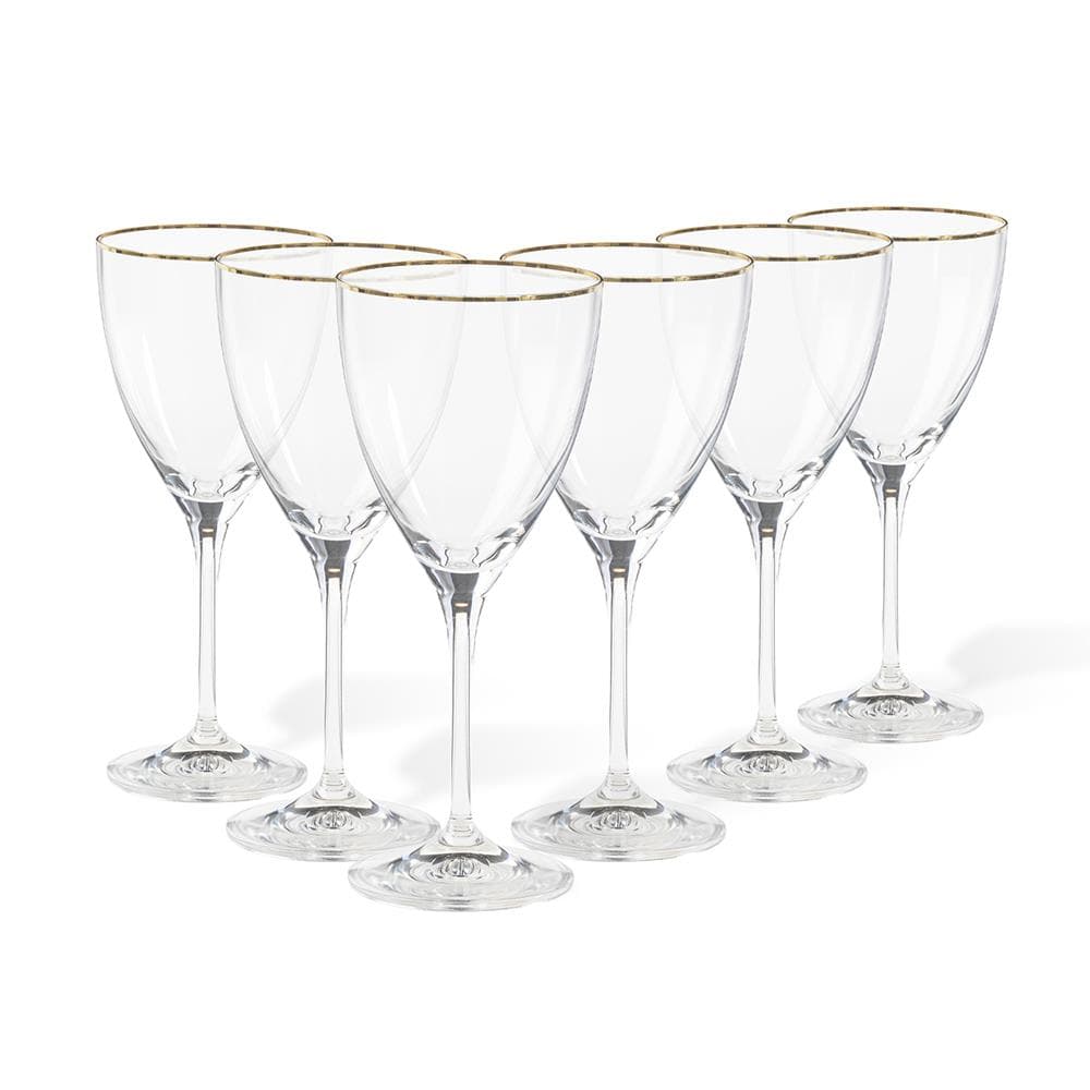 Sensa Set/6 wine glasses w/ golden rim