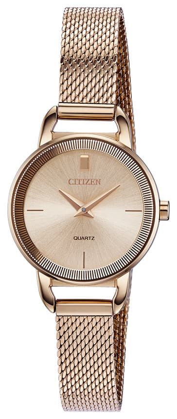 Ladies Rose Gold Stainless Steel Quartz Watch Rose Gold Dial