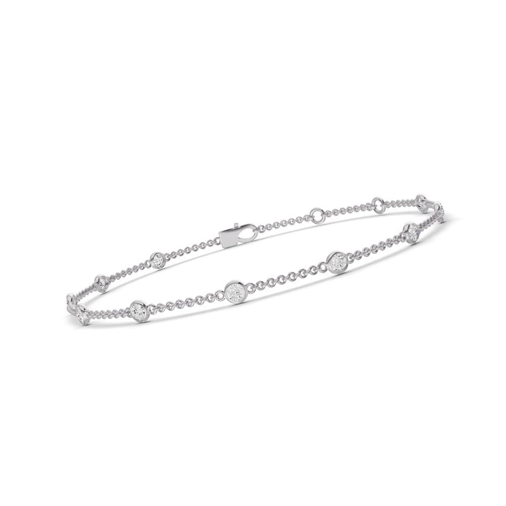 Bezel Lab Diamond Station Bracelet Size 7"