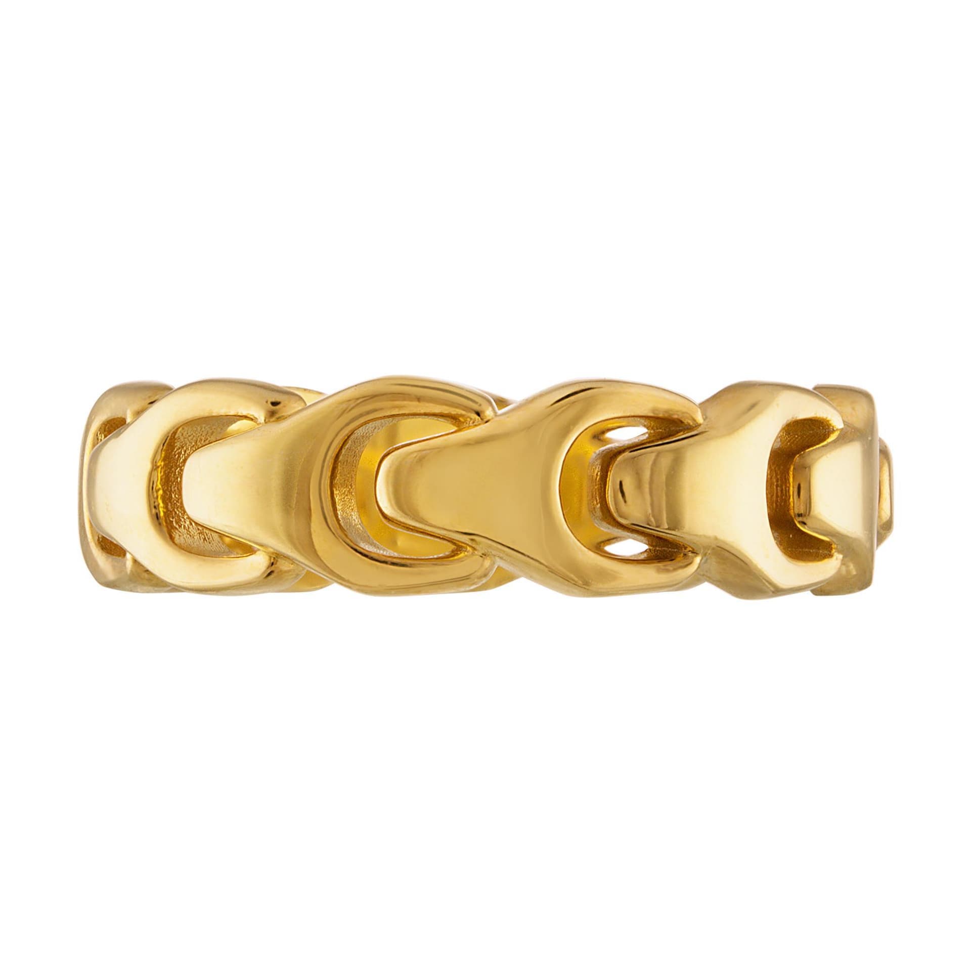 Link Sterling Silver Band Ring Gold Plated - Size 10