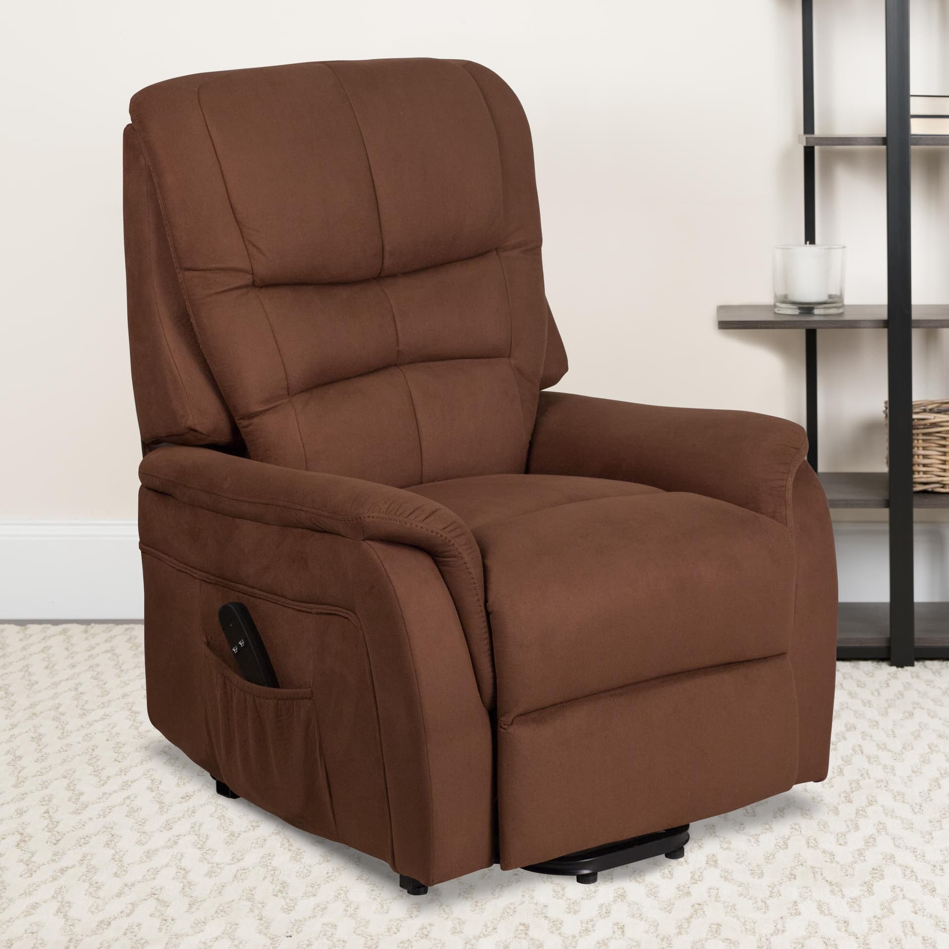 Black Microfiber Remote Powered Lift Recliner for Elderly - Home Medical Lift Chair