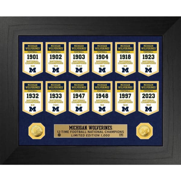 Michigan Wolverines Championship Banner Deluxe Photo Mint