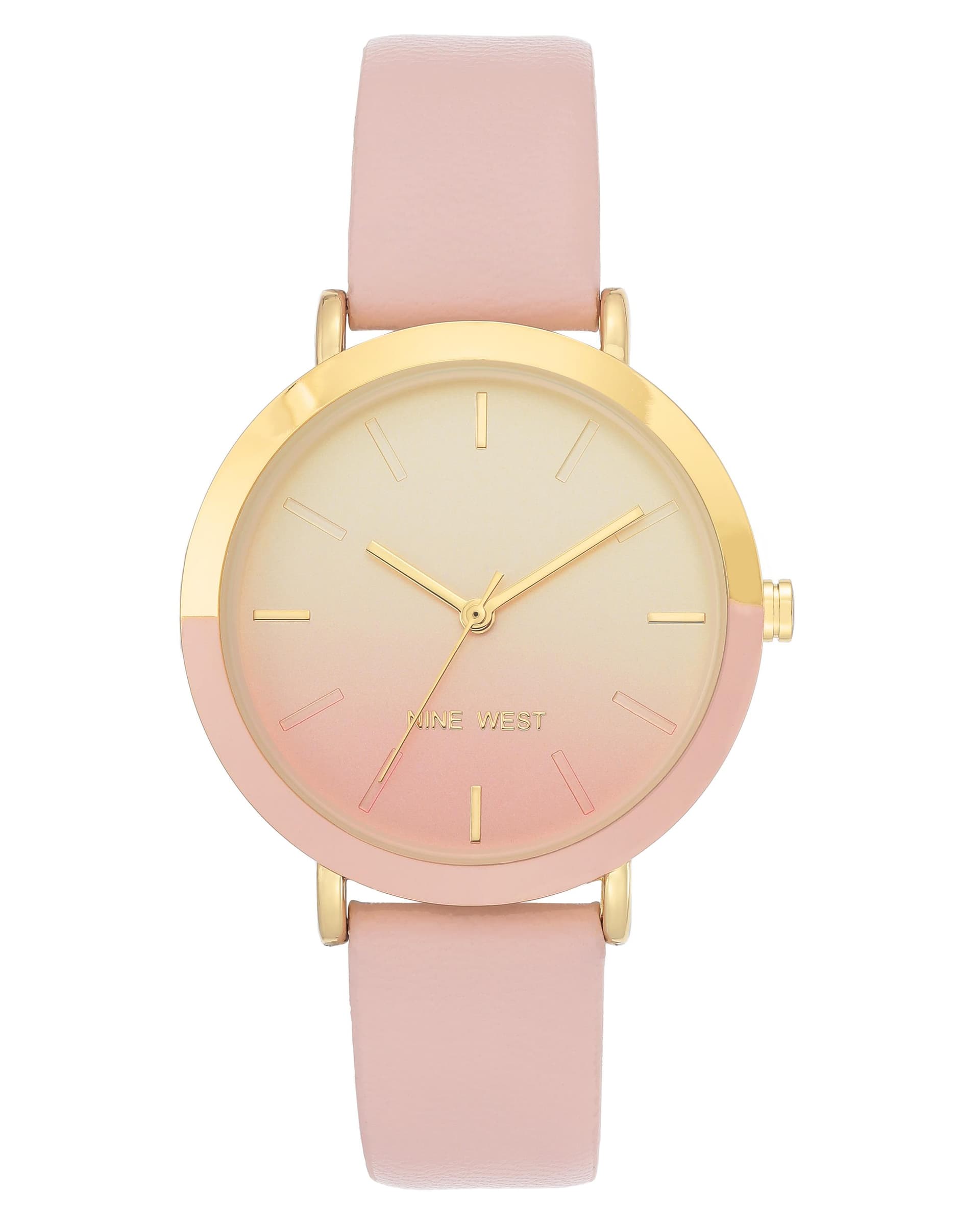 Women's Pink and Gold Ombre Dial Strap Watch