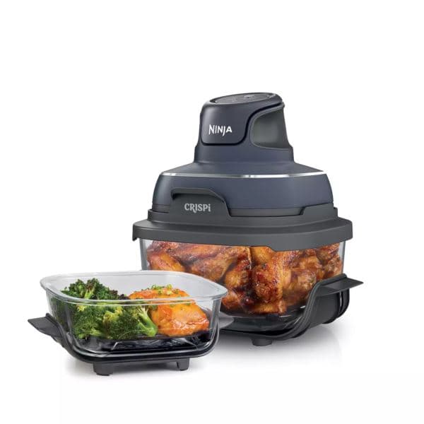 Crispi 4-in1 Portable Glass Air Fryer Cooking System Gray
