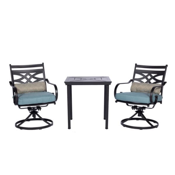 Montclair 3-Piece Bistro Dining Set in Ocean Blue with 2 Swivel Rockers and a 27-In.Square Table