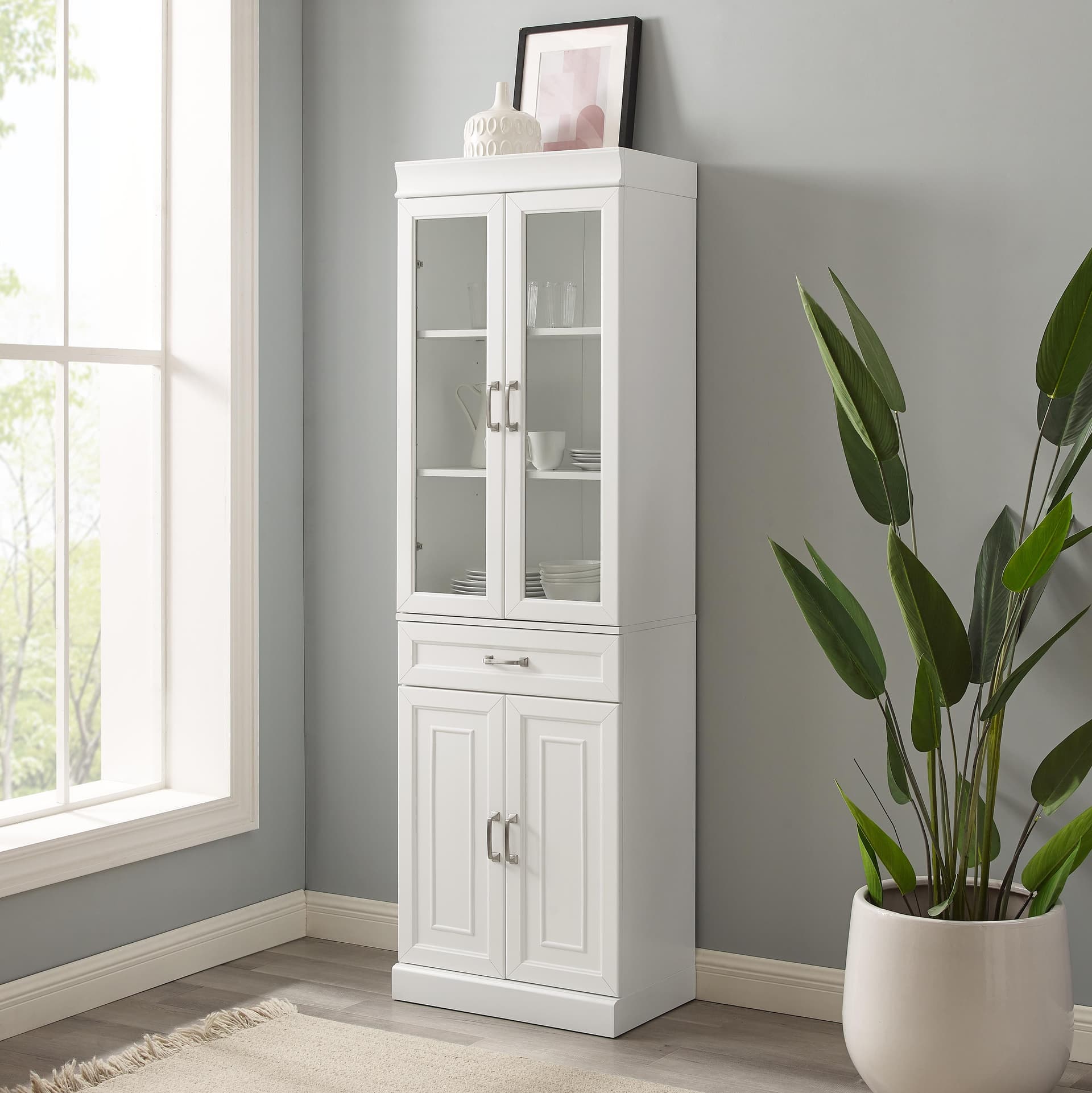 Stanton Glass Door Kitchen Storage Pantry Cabinet