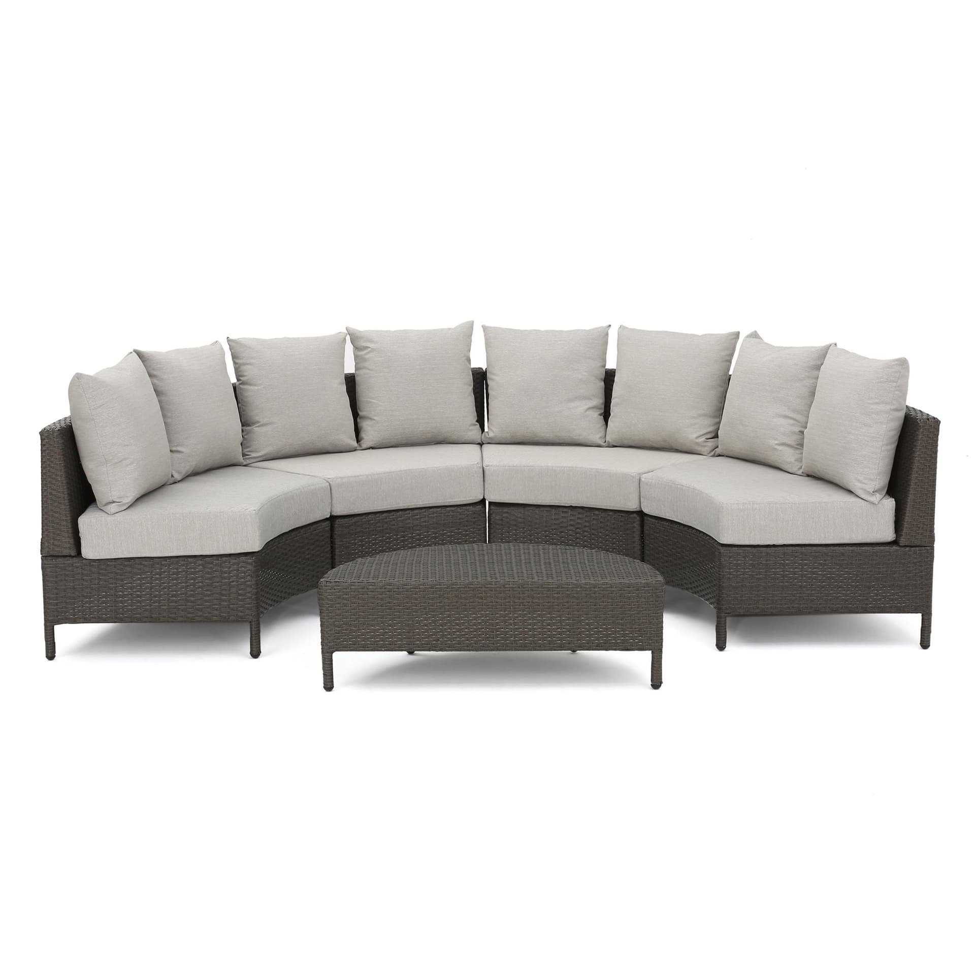 Outdoor 5-Piece Wicker Sofa Set w/Water-Resistant Cushions - Brown