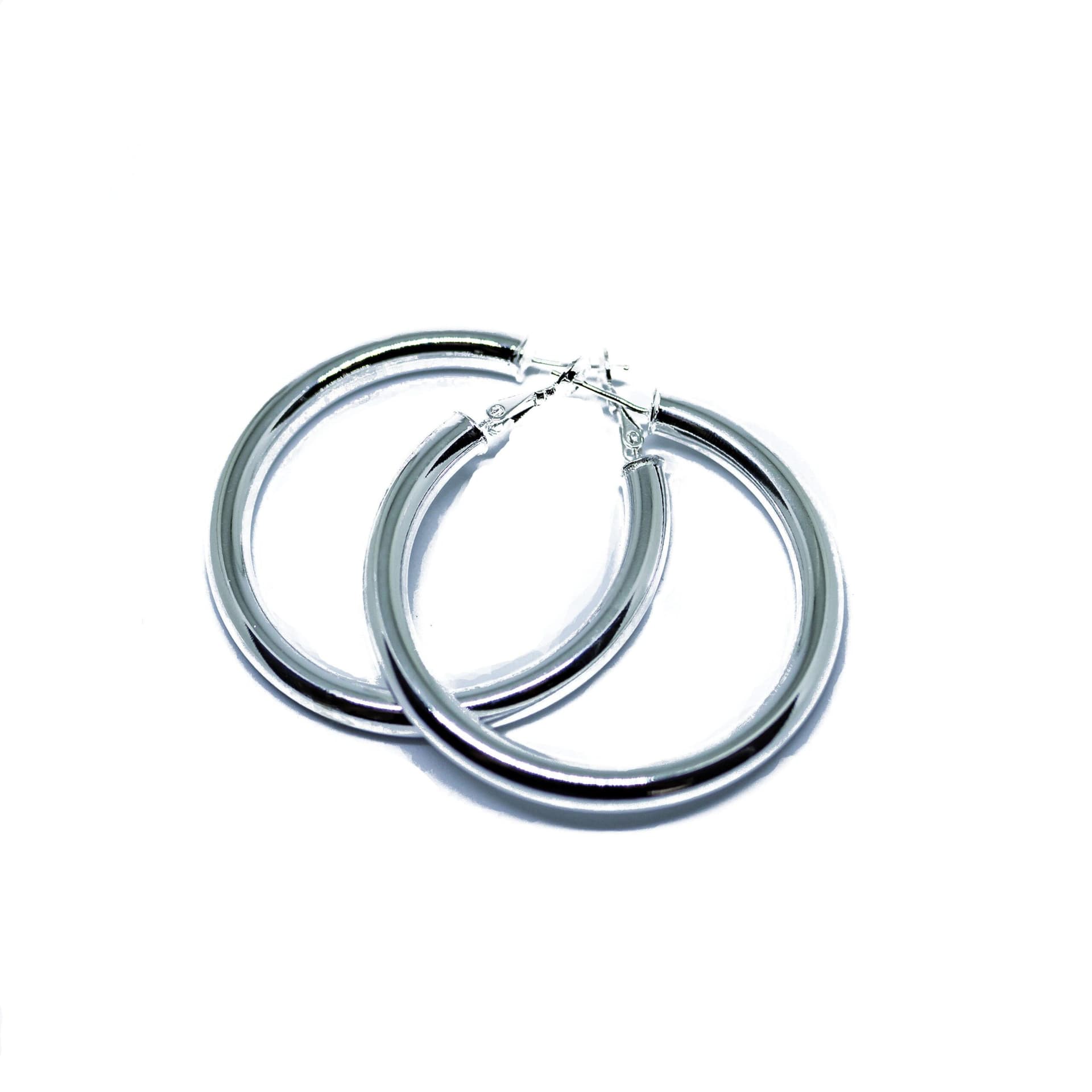 Oversized Silvertone Hoop Earrings