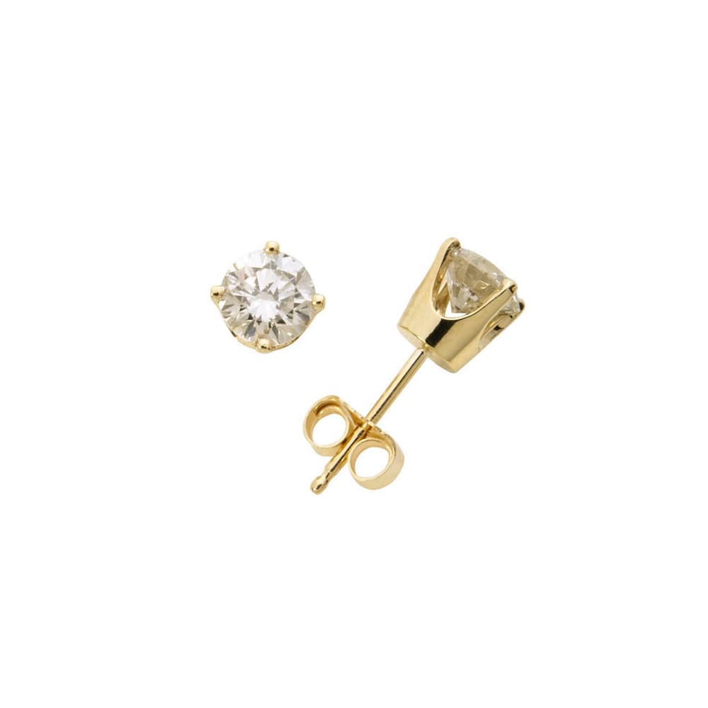 14k Yellow Gold Diamond Solitaire Earrings .50twt