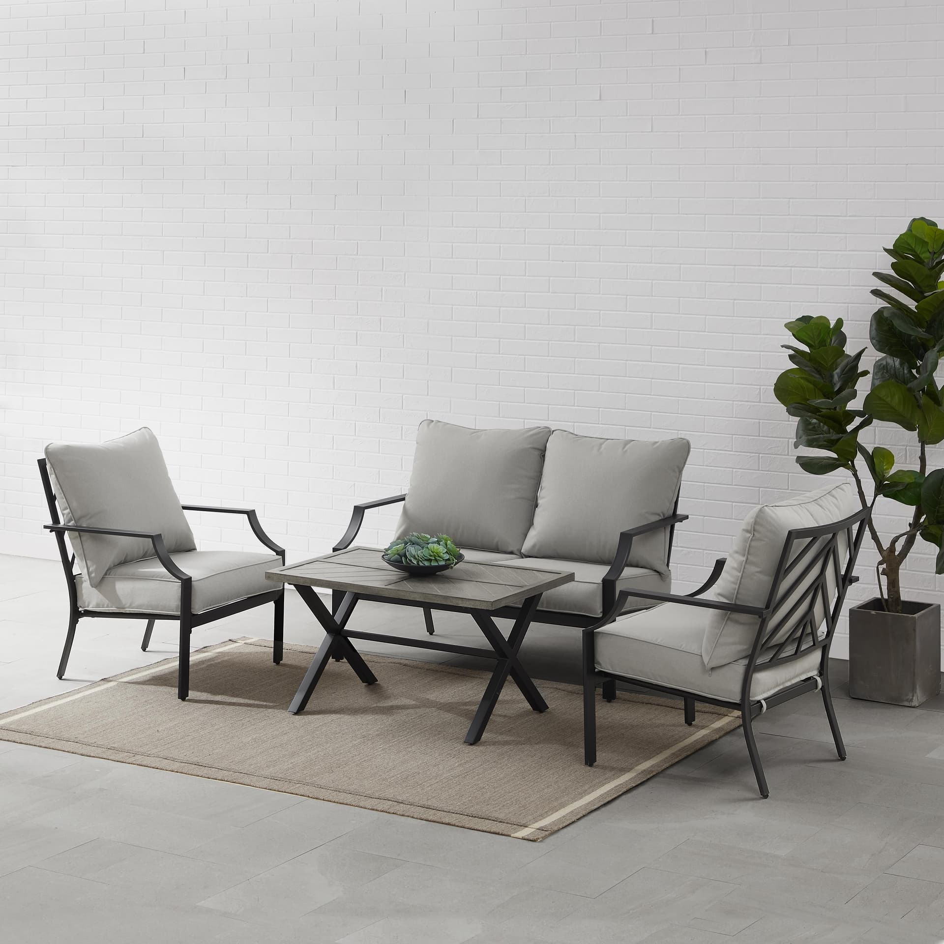 Otto 4Pc Outdoor Loveseat Patio Furniture Set