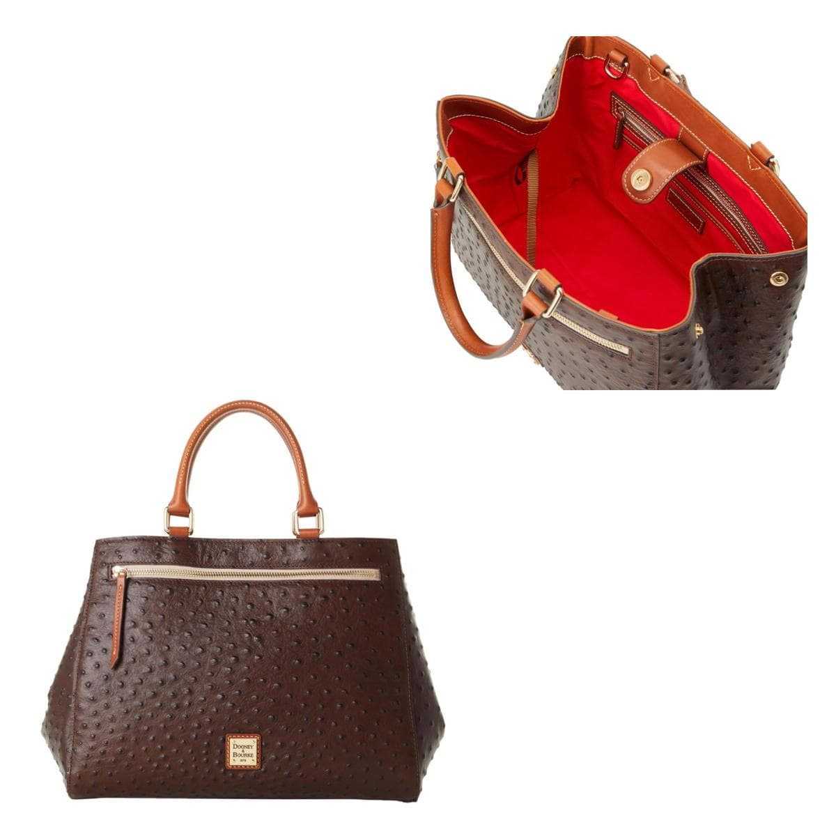 Ostrich Zip Satchel