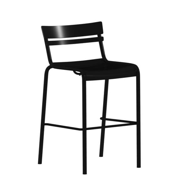 Modern Commercial Grade 2 Slat Indoor/Outdoor Steel Bar Stool in Red