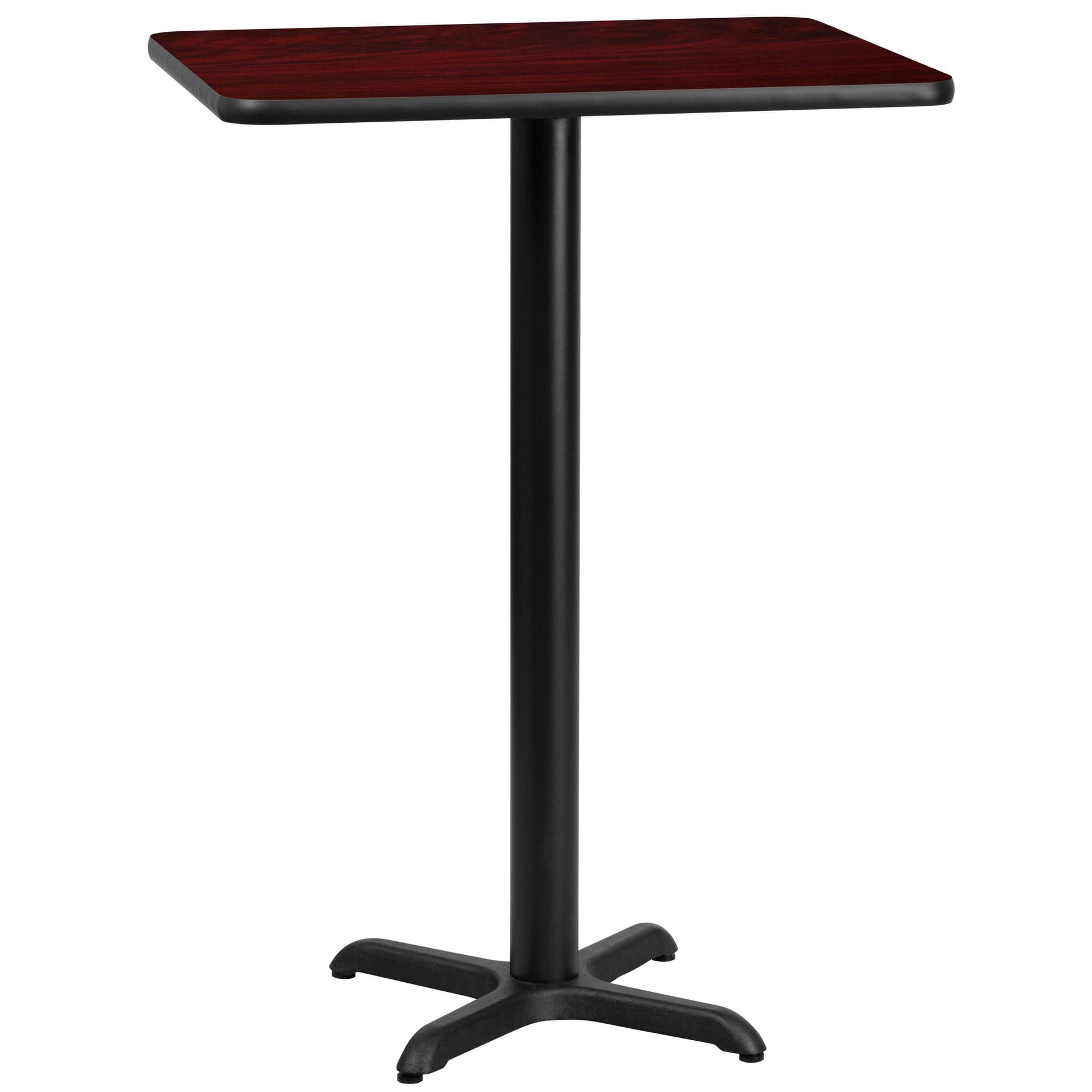 24" x 30" Mahogany Laminate Table Top with 22" x 22" Bar Height Table Base