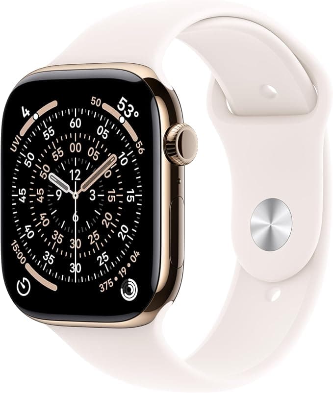 Apple Watch Series 11 GPS + Cellular 46mm Gold Titanium Case with Light Blush Sport Band - S/M