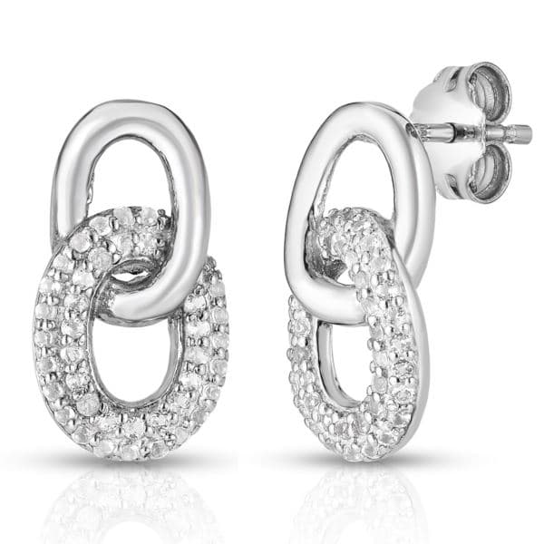 White Topaz Chain Link Drop Earrings