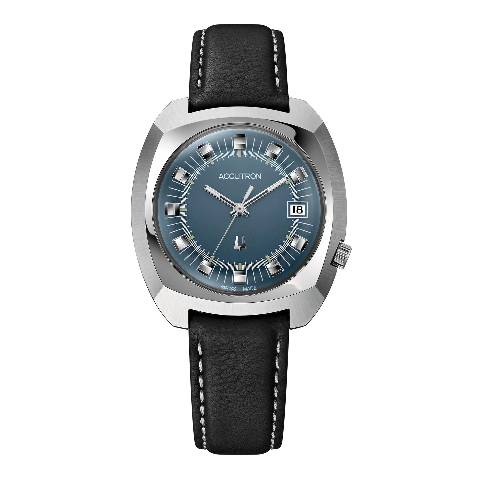 Legacy Automatic Watch Teal Dial Blk Leather Strap
