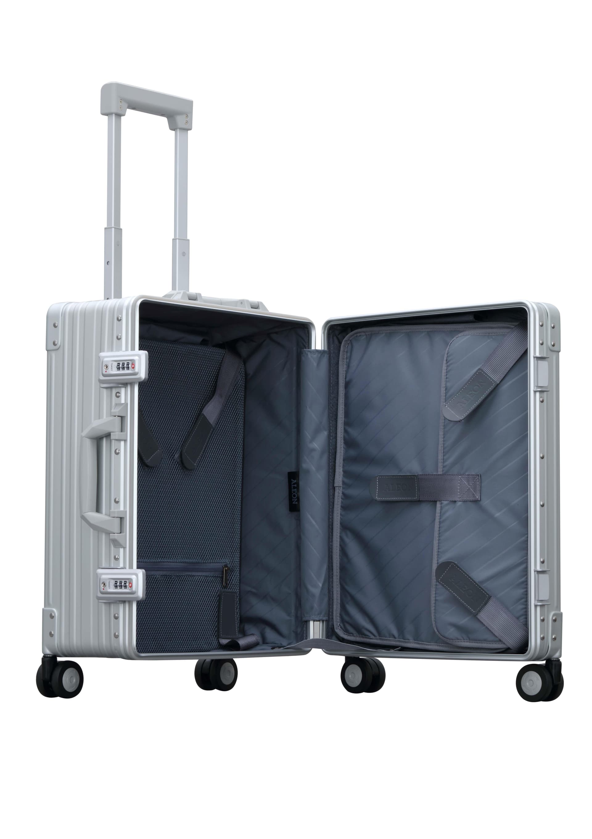 Aleon 21" Carry-On with Suiter Aluminum Hardside Luggage (Platinum) Silver