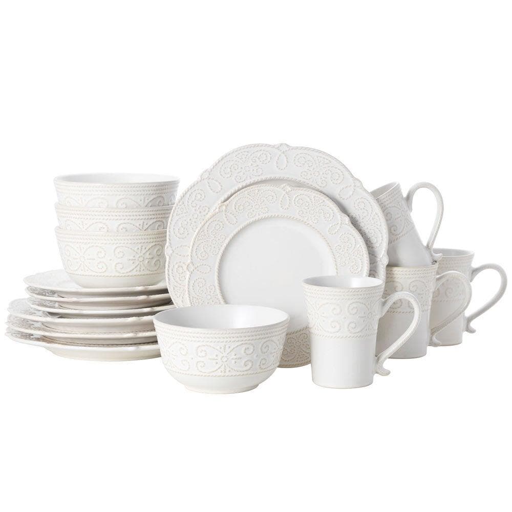 Abby White 16pc Stoneware Dinnerware Set