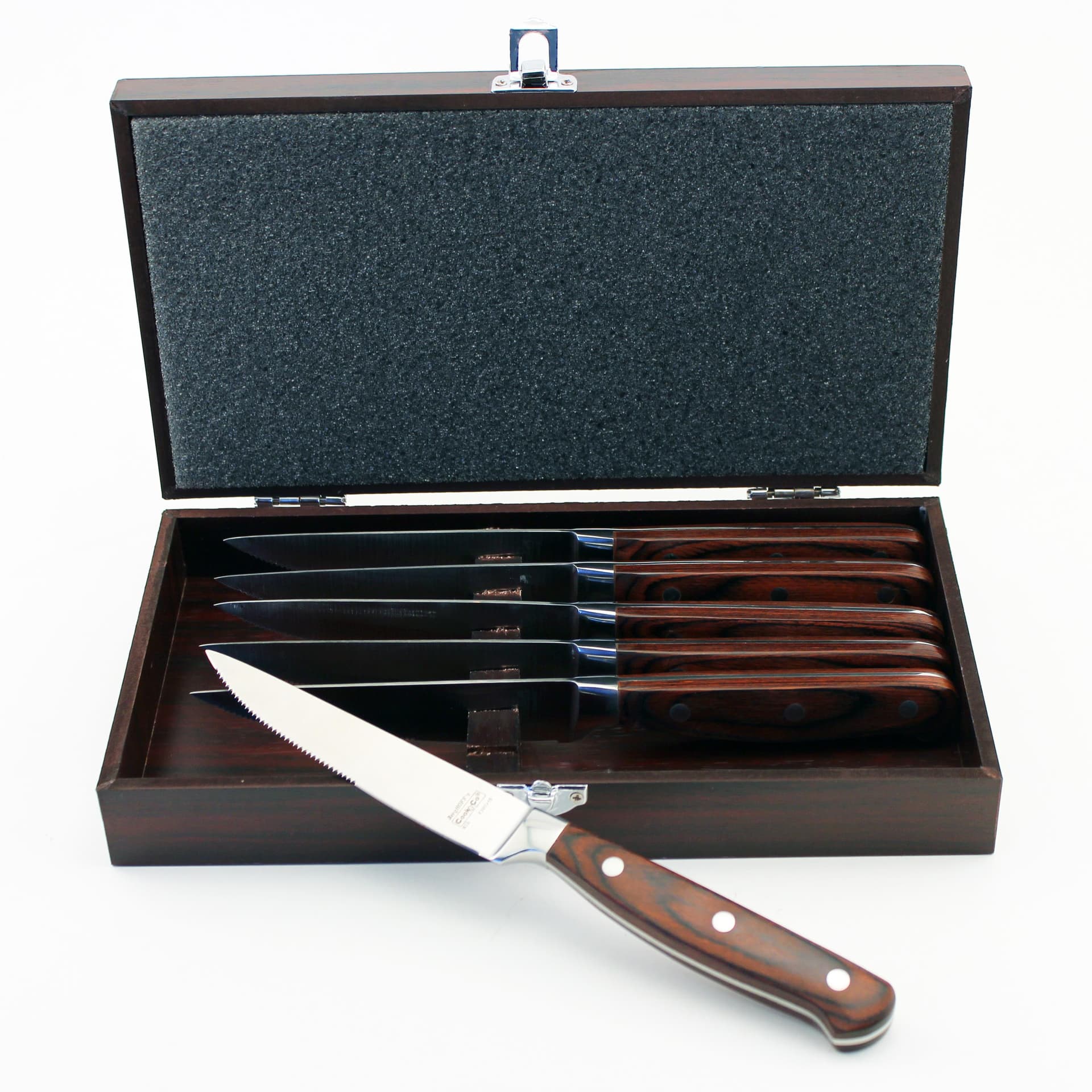 Pakka Wood SS Knife Set, Set of 6, with Wood Case