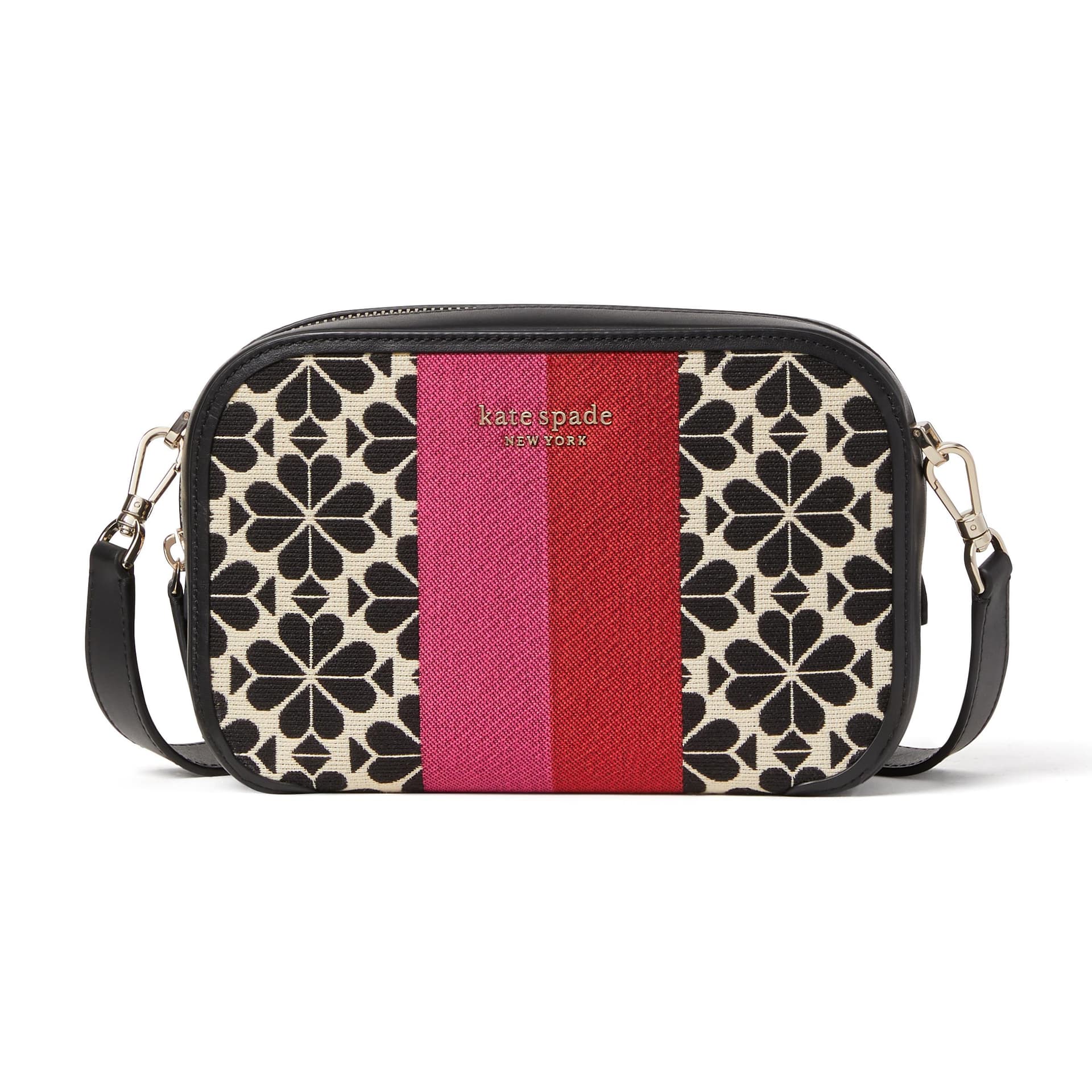 Spade Flower Jacquard Stripe Medium Camera Bag - Cream Multi