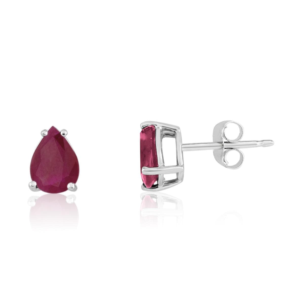 14K White Gold Pear Shape Ruby Earrings