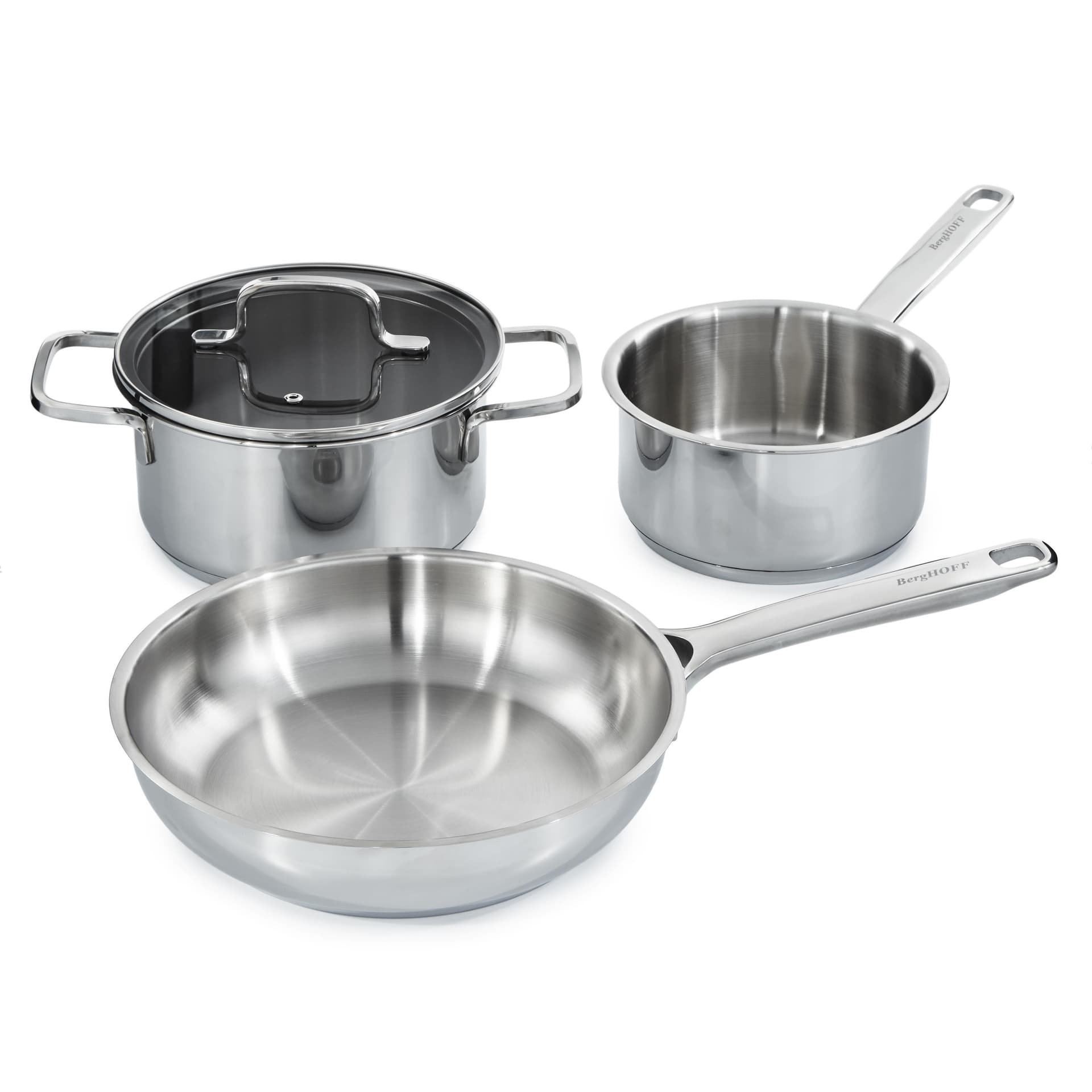 Helix 5Pc Recycled Stainless Steel Cookware Set, Glass Lids
