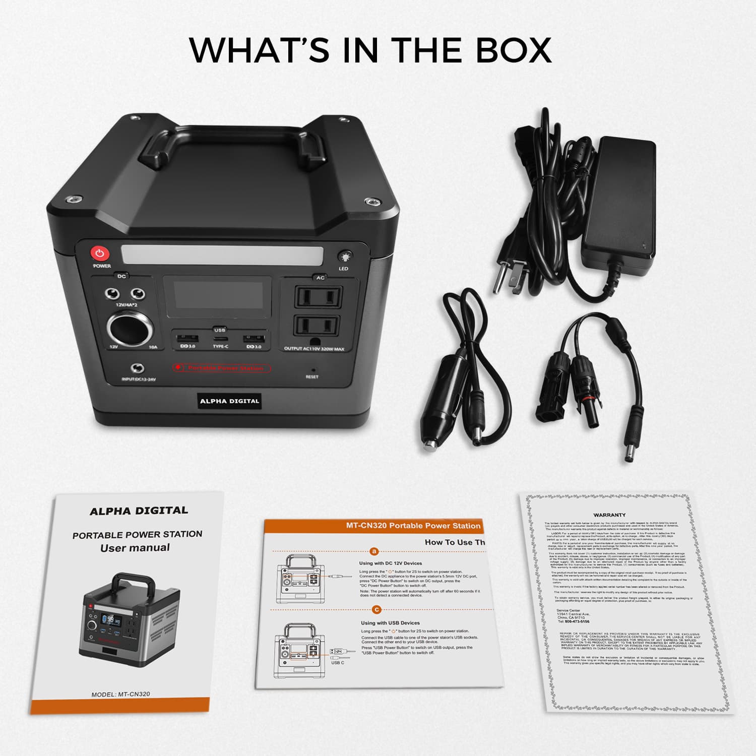 320W Portable Power Station, 298Wh/93120mAh, For Outdoors, Emergencies, Backup Power Backup, Campouts, Flashlight, Various Charging Ports/Outlets