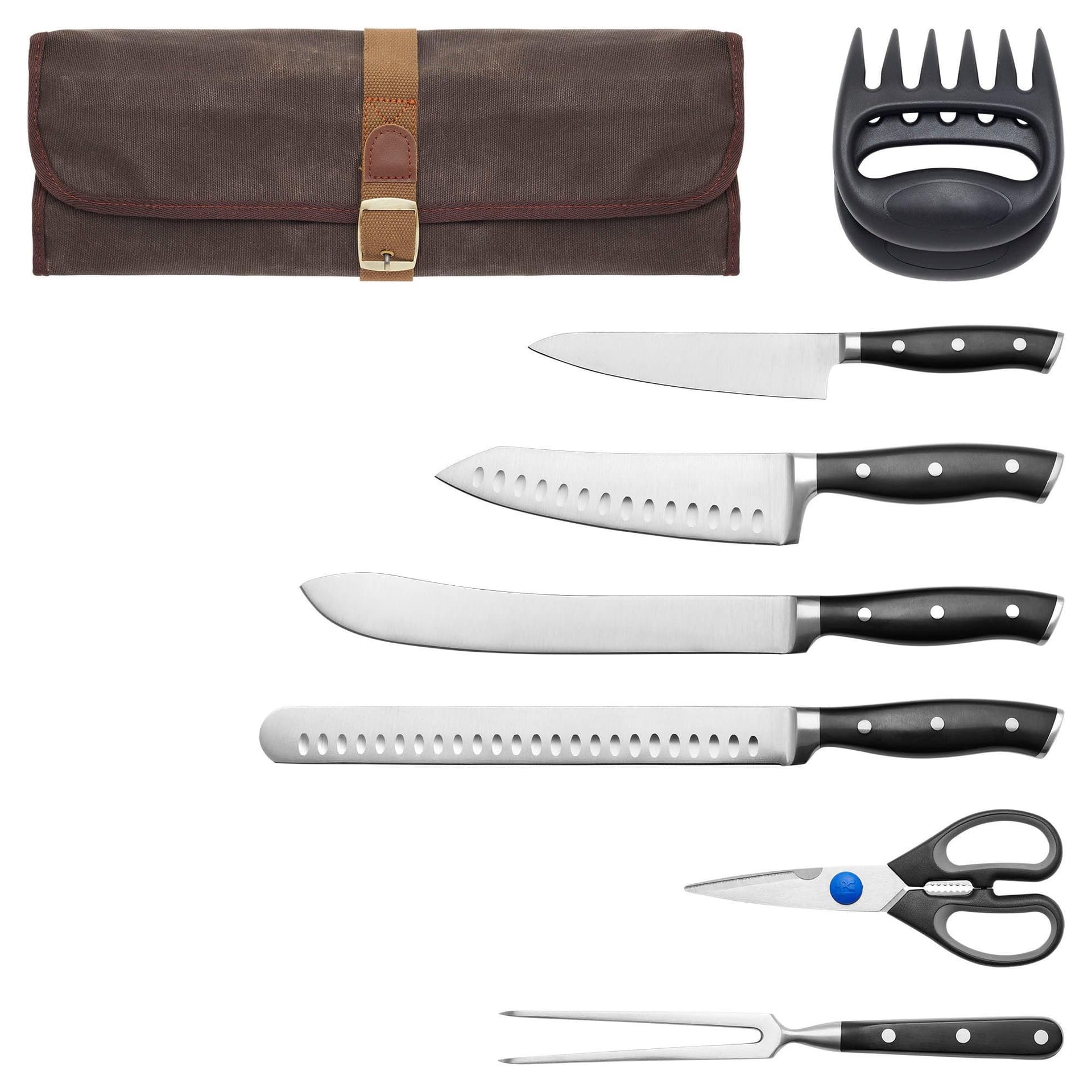 9pc Barbecue Carving Tool Set w/ Roll Bag