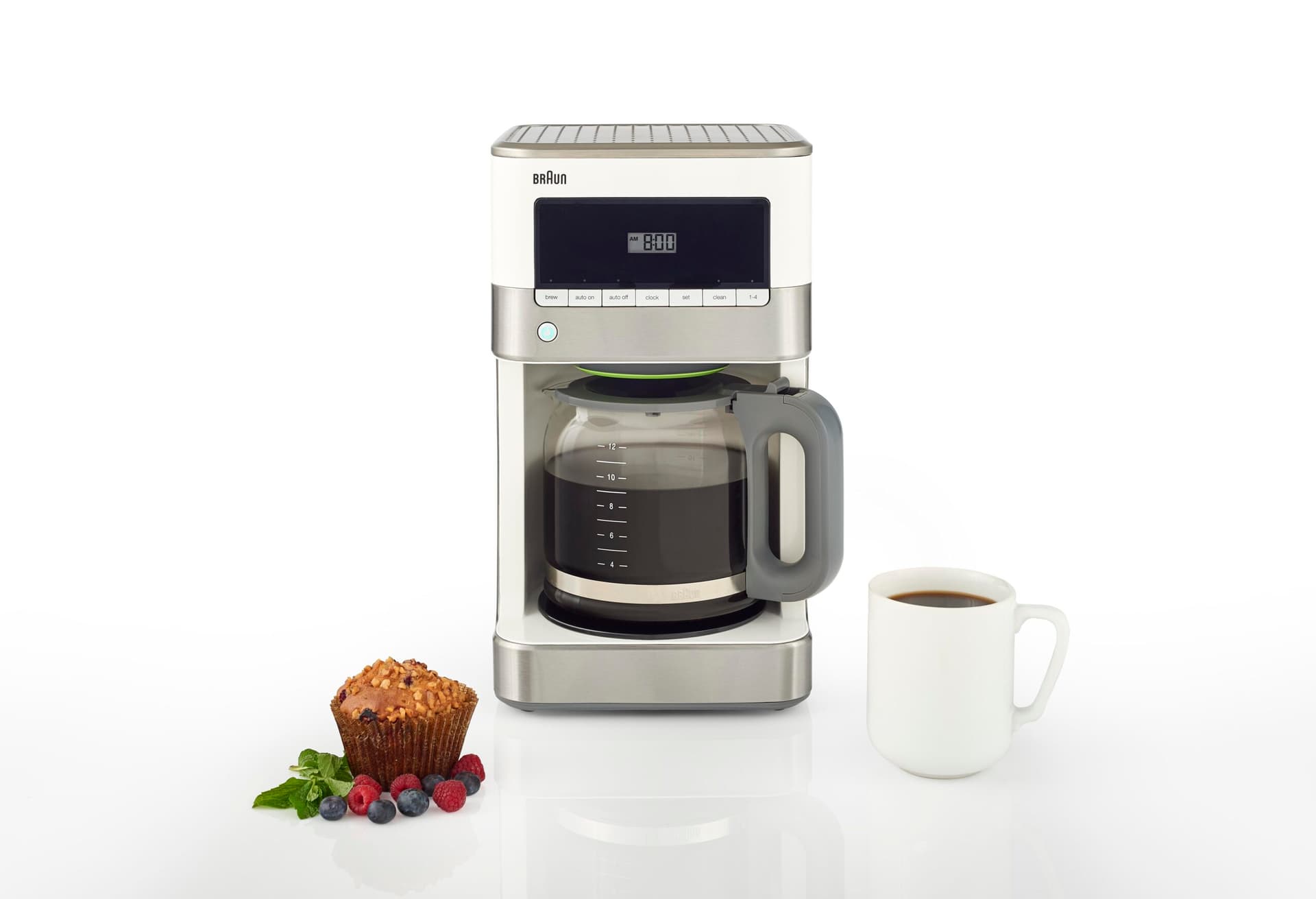 Brewsense 12-Cup Drip Coffee Maker - Stainless Steel/White