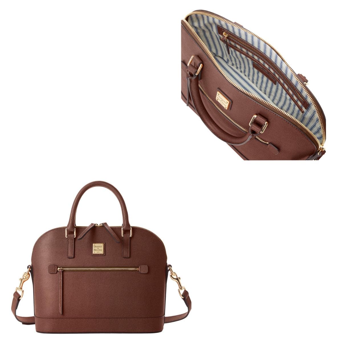 Saffiano Domed Zip Satchel