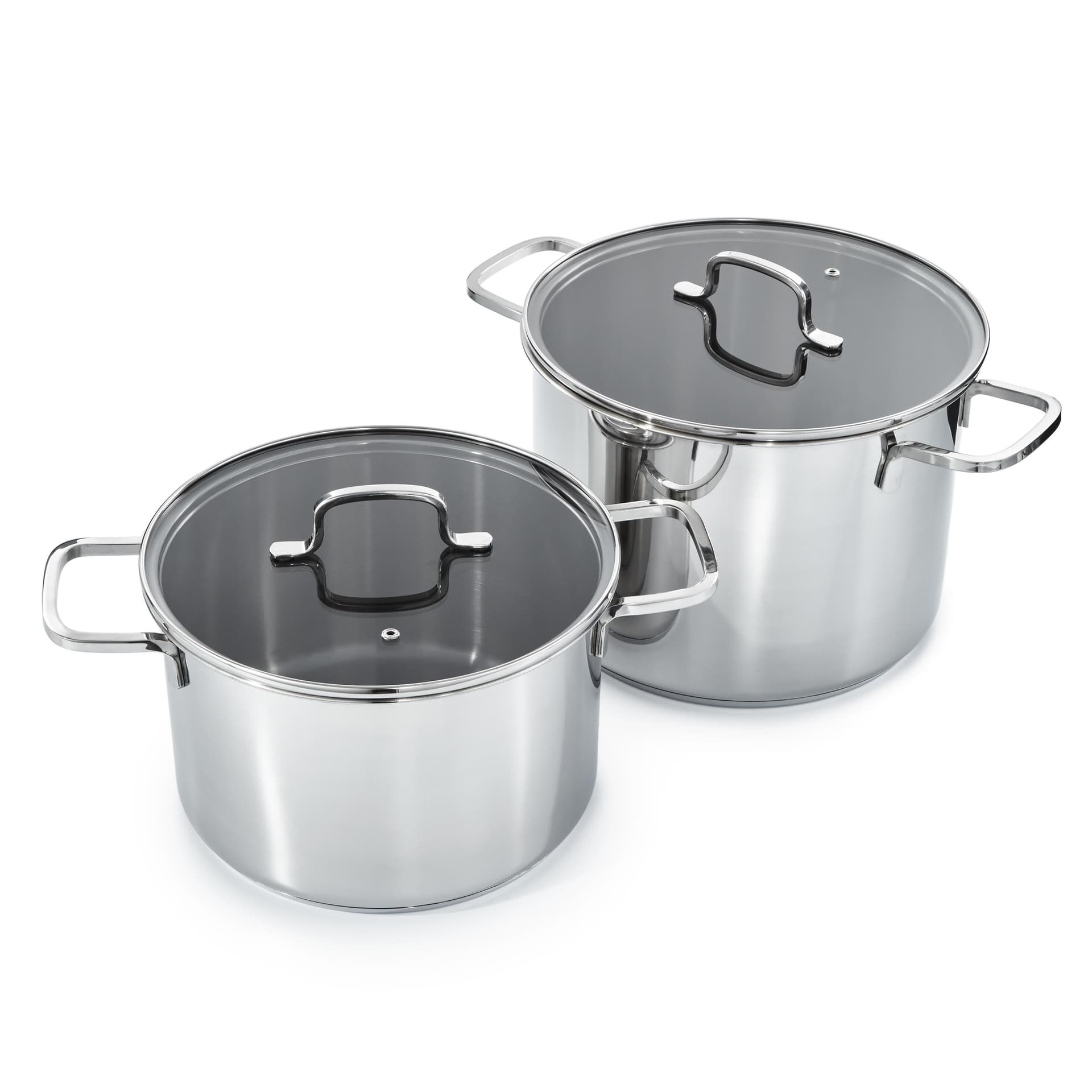 Helix 4Pc Recycled Stainless Steel Stockpot Set, Glass Lids