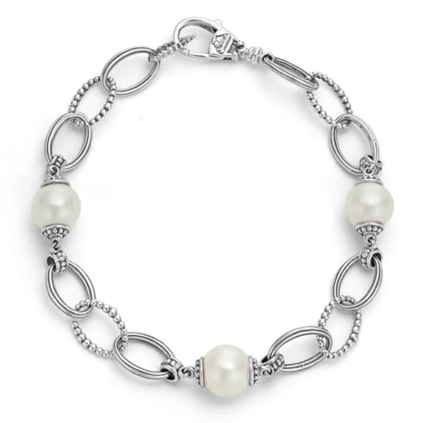Caviar Pearl Link Bracelet Size 8"