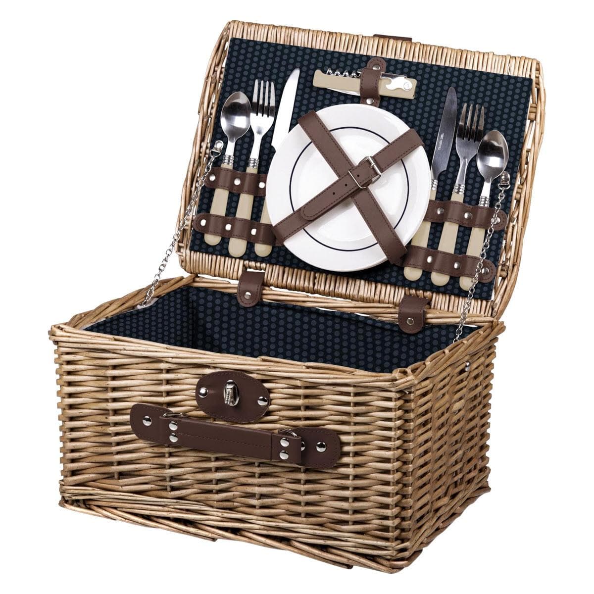 Catalina Basket - Dahlia Collection - Navy Blue with Beige Pattern