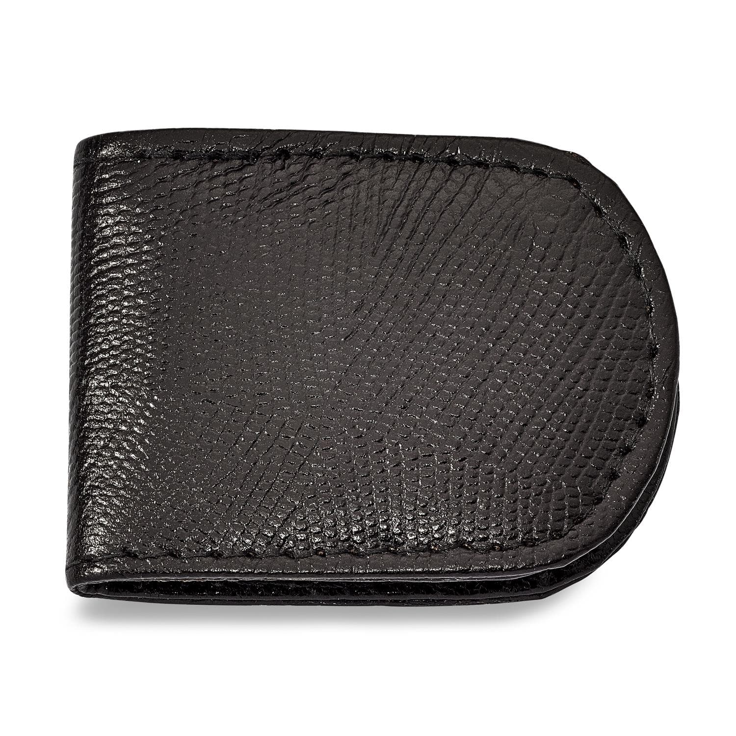 Black Leather Lizard Grain Money Clip