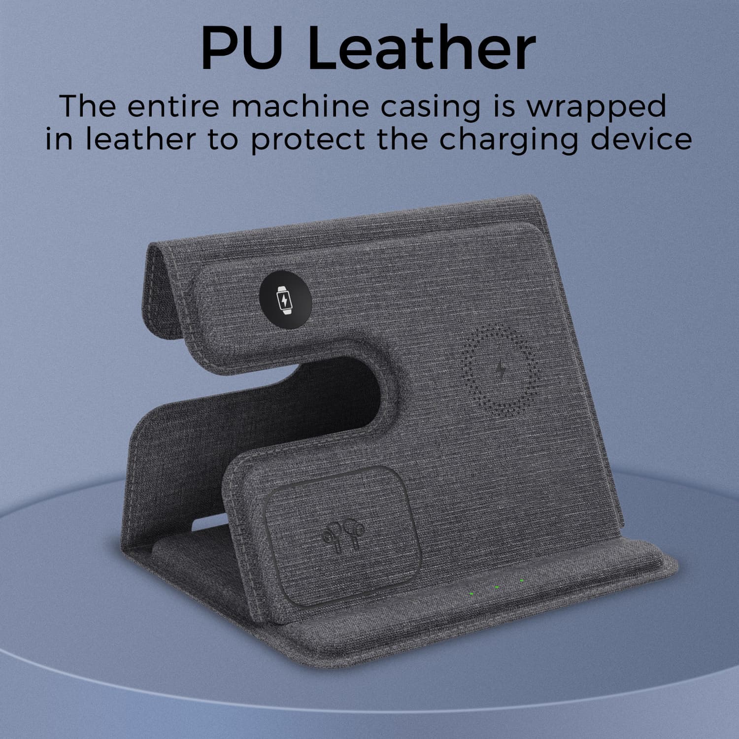 3 in 1 Wireless Charger Stand for iPhone/Smartphone, Airpods/Earbuds, and Smartwatch