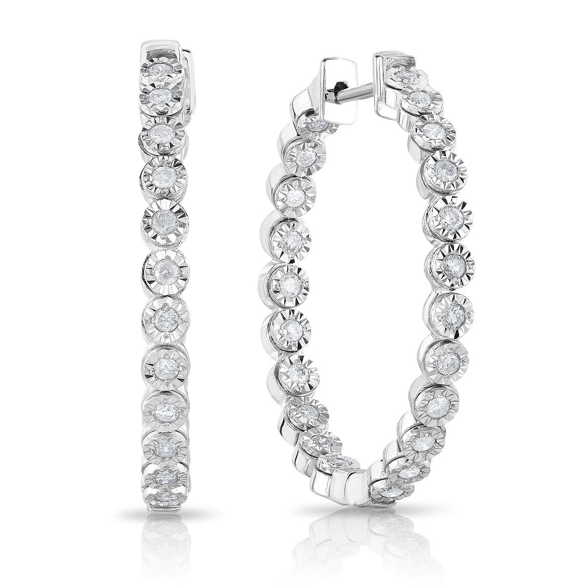 Diamond Inside-Out Hoop Earrings White Gold