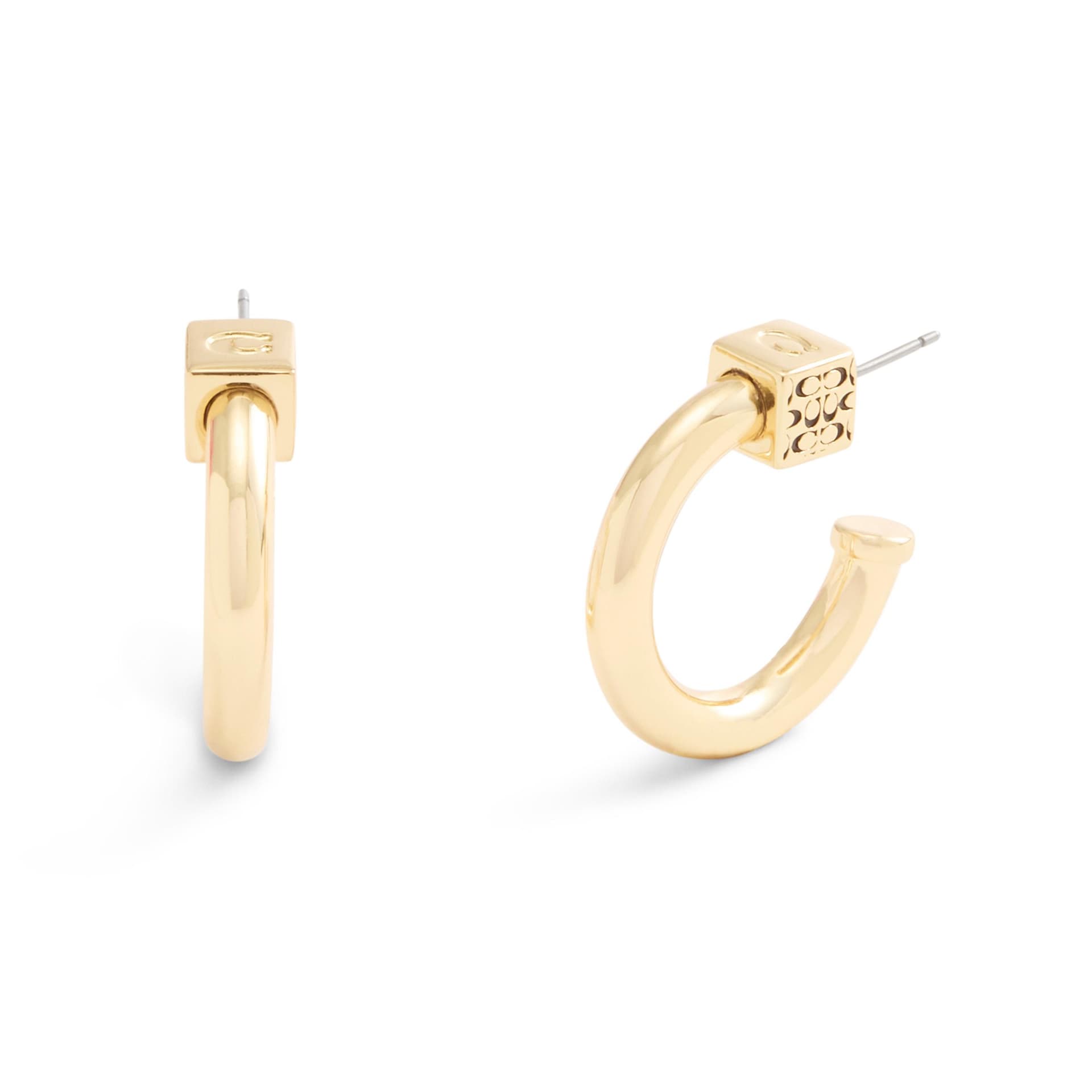 Quilted Cube Chubby Hoops - Gold