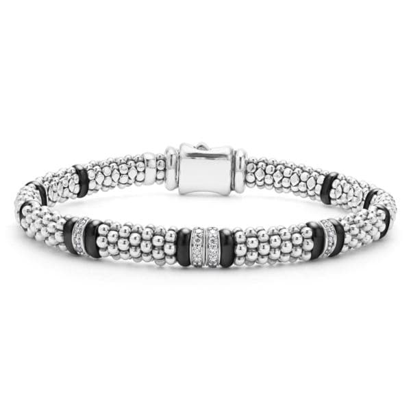 Four Station Diamond Caviar Bracelet Size 7