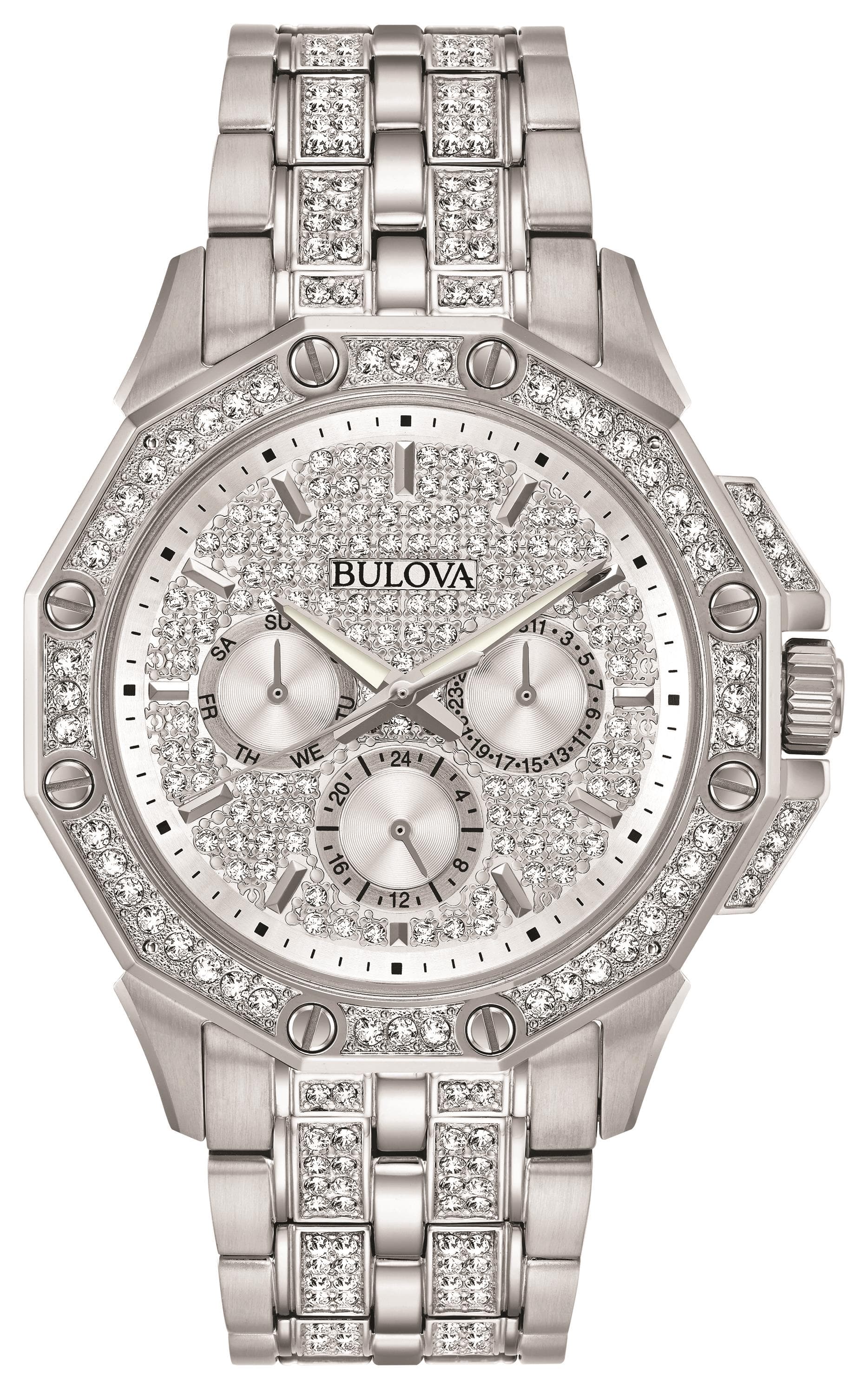 Mens Octava Silver Swarovski Crystal Watch