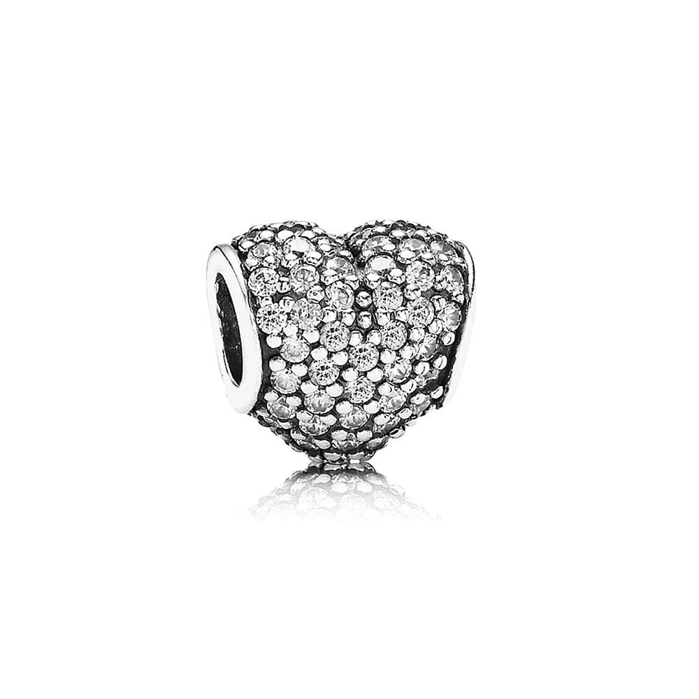 Silver Heart Pave Charm